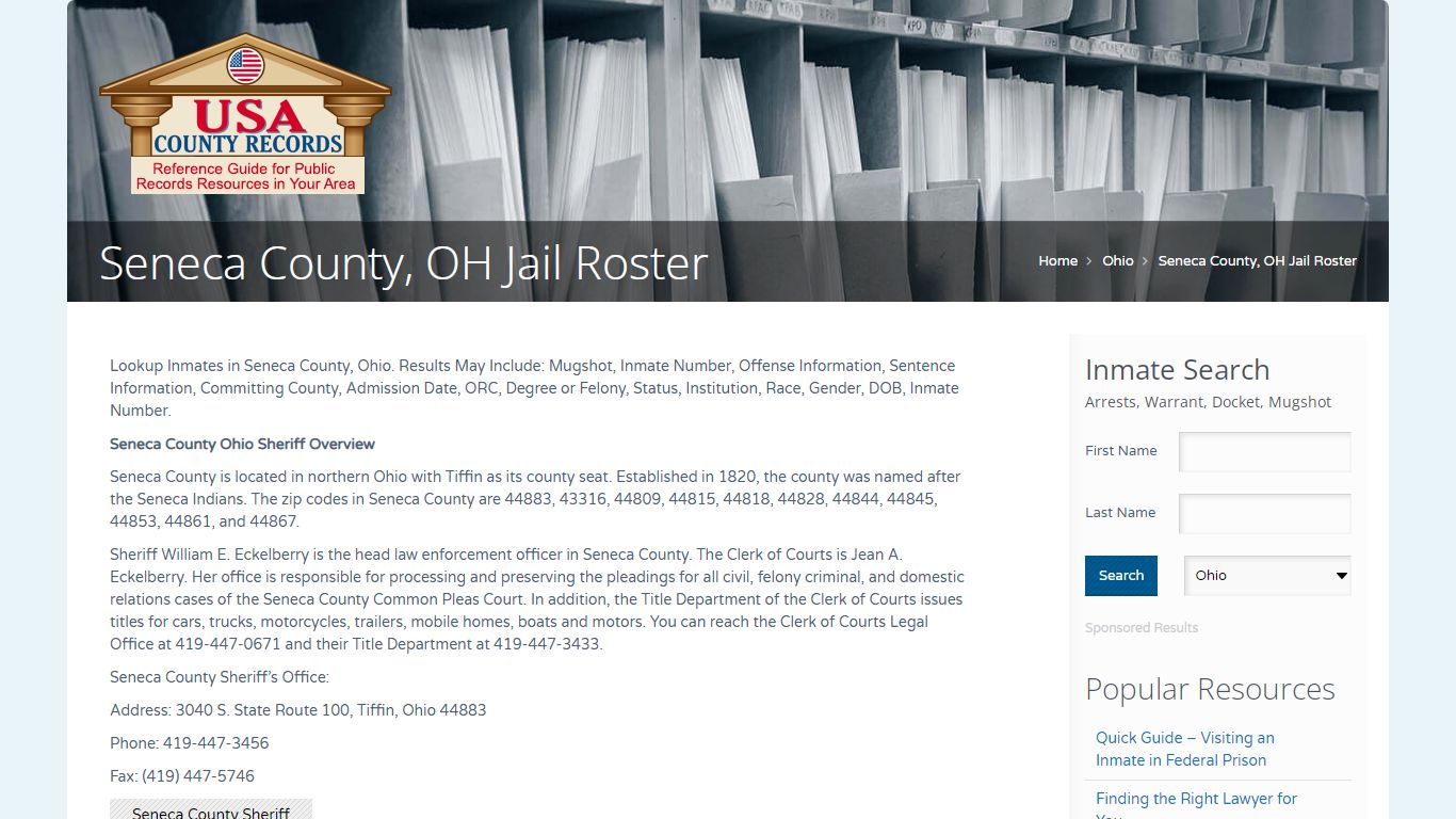 Seneca County, OH Jail Roster | Name Search